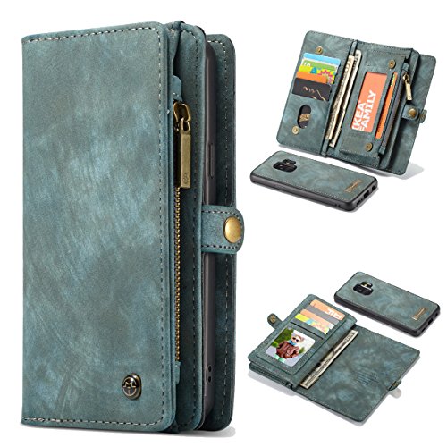 Free Shipping Over $50 Galaxy Note 9 Wallet Case,AKHVRS Premium Leather Folding Flip Wallet Case Cover for Note 9 Card Slots Magnetic Closure Protective Cover Detachable Wallet Folio for Samsung Galaxy Note 9 Blue