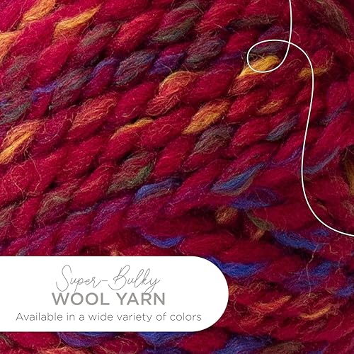 Image of Lion Brand Yarn, Wool-Ease Thick & Quick Yarn, Campfire Red Stripes, 3 Pack | Super Bulky Wool Acrylic Blend Fiber for Soft Hats, Sweaters, Chunky Blankets, Yarn for Crochet, Knitting, Crafts, Weaving