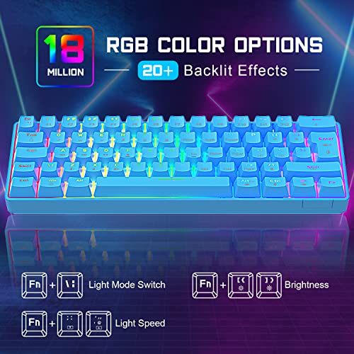 60% True Mechanical Gaming Keyboard Ultra-Compact With 20 Rainbow Backlit Type C Wired Programmable 62 Keys Tactile Blue Switch Waterproof Non-Conflict And Gaming Mouse Pad  For Pc/Laptop/Ps5（Blue) #TOP2