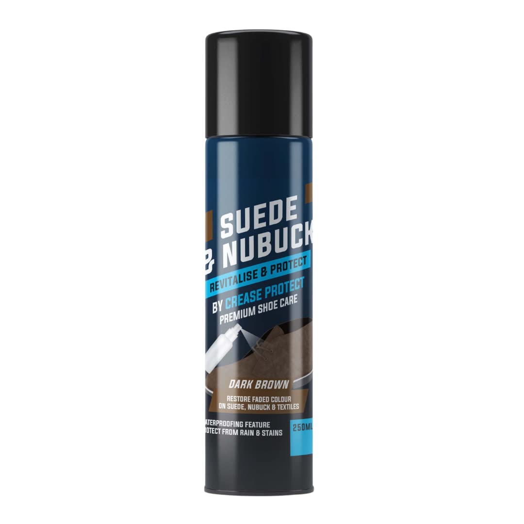 Crease ProtectSuede & Nubuck Restorer, Protector and cleaner Spray 250ML - Revive, Protect, and Waterproof Your Shoes - Restore Colour for UGGs, Black Trainers, & More - Shoe Dye & Waterproofing Solution Included