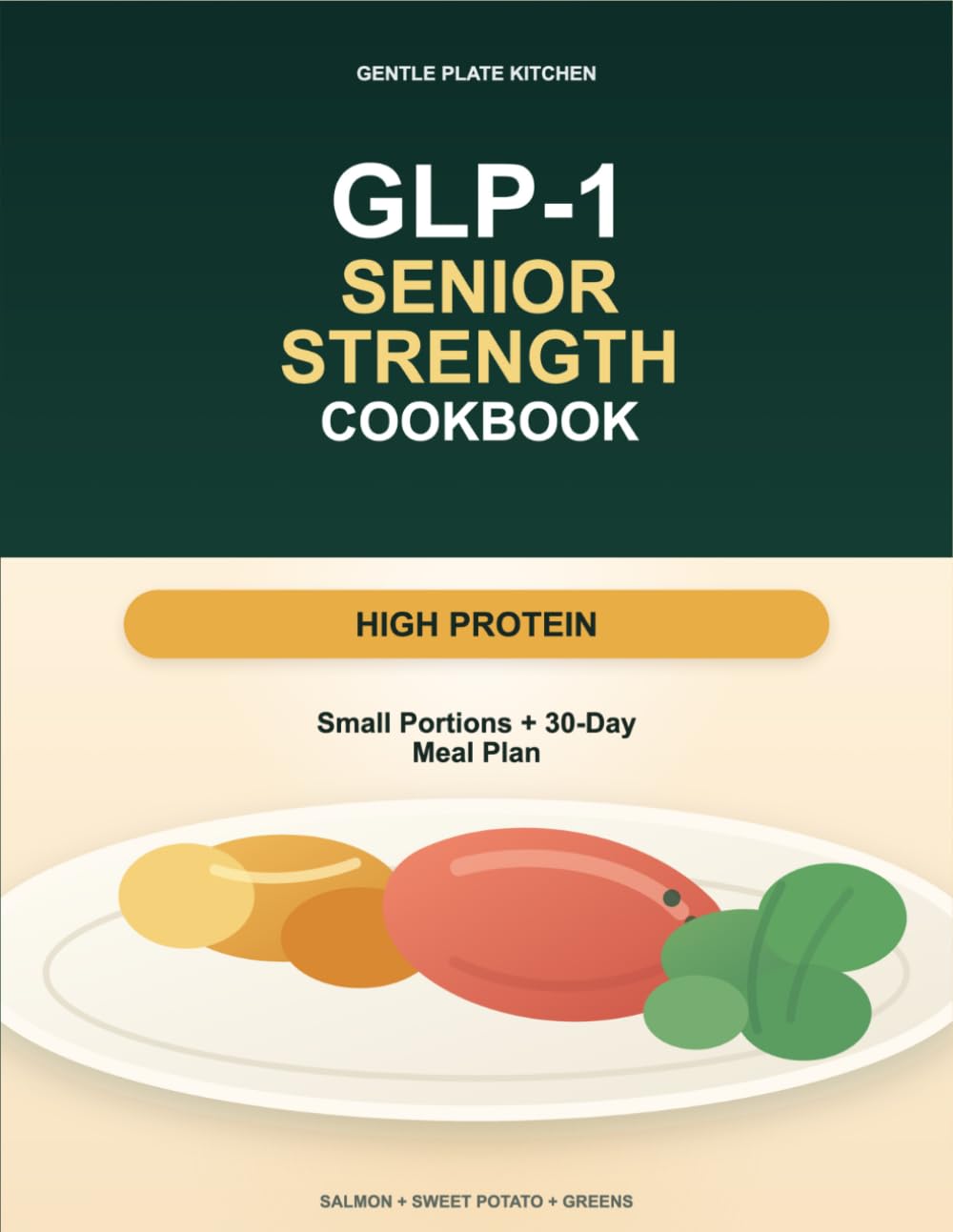 The GLP-1 Senior Strength Cookbook: High-Protein Recipes, Small Portions, and a 30-Day Meal Plan for Smaller Appetites, Energy, and Gentler Eating After 60 (Gentle Plate GLP-1 Senior Cookbooks)