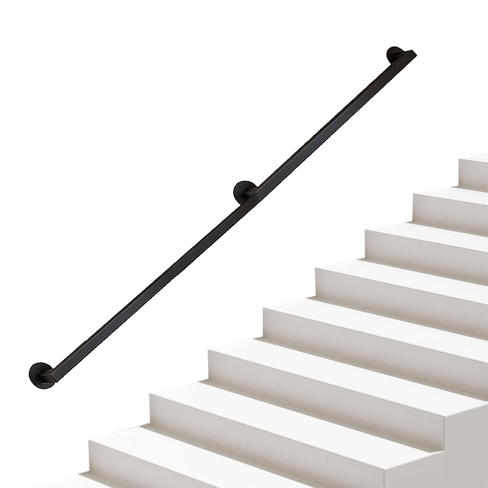 Rampe d'escalier pour intérieur et extérieur adaptée aux escaliers longs