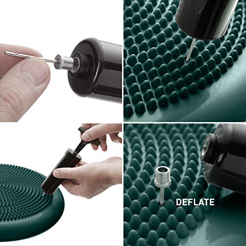 BODYMATE Ballsitzkissen inkl. Pumpe MIDNIGHT-GREEN 34cm Durchmesser - Balance-Kissen, Luftkissen, Balance Pad, Noppenkissen - Core-, Fitness-, Reha-, Koordinations- und Rückentraining