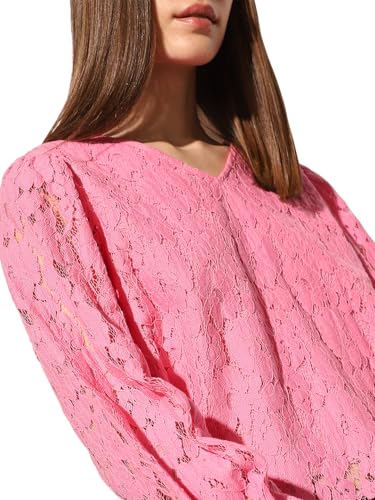 Image of ONLY Women's Lace Self-Design V-Neck Top