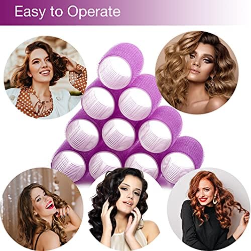 KHEERANA 10 Pieces Self Grip Hair Rollers 5 Rollers 44MM & 5 Rollers 40MM Medium Hair Curlers For Short And Long Hair Salon Hairdressing Curler For Curling And Styling Hair Self Holding DIY Roller