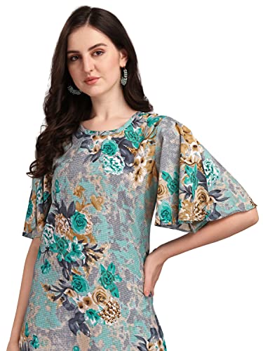 Image of EthnicJunction Women's Crepe Floral Printed Ready to Wear Straight Kurti