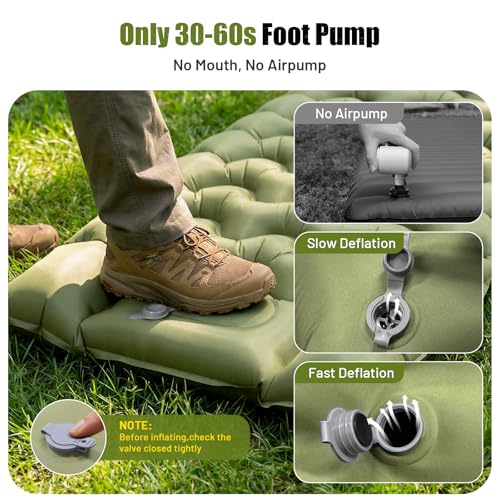 PHYSEN Wasserdicht Isomatte Aufblasbare mit Fußpumpe – Self Inflating Mattress 196x70x10 cm Luftmatratze für Camping, Strand & Outdoor – Schnellaufblasbar, Wasserdicht & Kompakt 4
