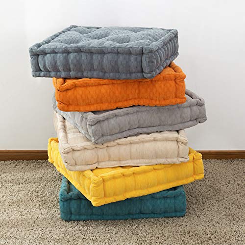 Higogogo Floor Cushion Pouf, Square Floor Pillow Seating Chenille Meditation Cushion, Thick Tufted Pillows For Living Room Yoga Bedroom Sofa, Turquoise, 20"X20"X5.5" #TOP6