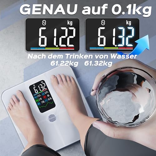 Lepulse Körperfettwaage F4 Pro, Aufladbar, personenwaage mit APP, Weiß – Ansicht 4