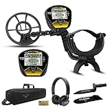 DR.ÖTEK Metalldetektor Set für Erwachsene, Leicht Metallsuchgerät Detektor Profi mit Pinpoint Modus & Exklusiver Speichermodus, wasserdichte Spule, LCD Display, Neur Fortschrittlicher DSP-Chip, Gelb