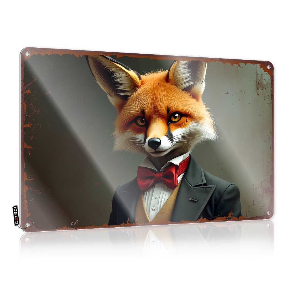 Fzfn Boys Colour A Dapper Fox In Formal Attire Retro Wall Art Cats | Round Nice Decorative Wall Art(30X40cm)