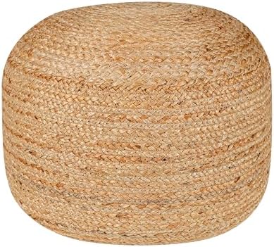 Jute Pouf Ottoman - Briaded Round Boho Pouf Ottoman Foot Rest - P...