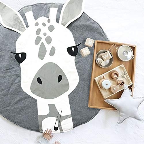 KIKOM Tapis Ramper bébé Tapis de jeu Animaux Girafe Coton Rond Tapis Pour Filles Garçons Eveil Enfants Decoration Chambre 90cm (Girafe)