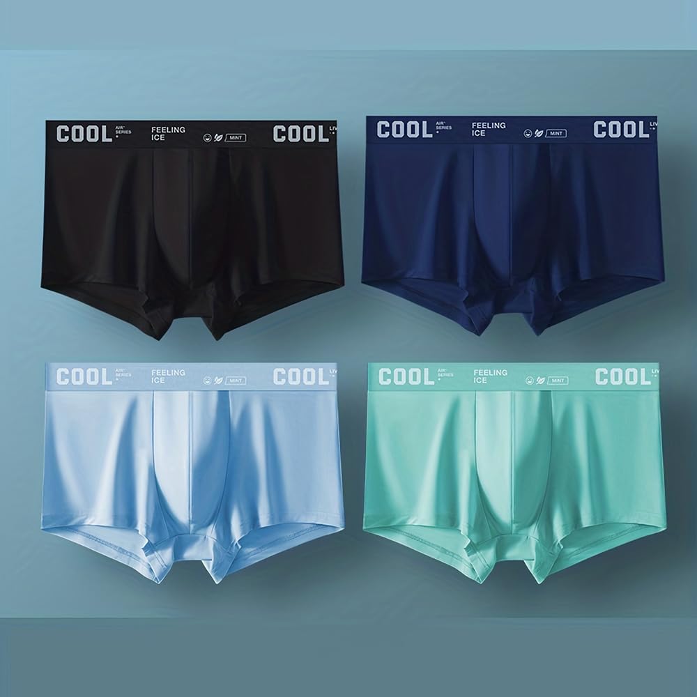 4-Piece Mixed Color Men's Boxer Briefs Set Comfort Casual Underwear for Daily Wear