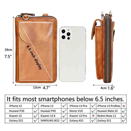 Genuine Leather Purse Phone Bag for Ladies Women Crossbody Wallet with Credit Card Holder RFID Blocking Small, Brown, One Size3