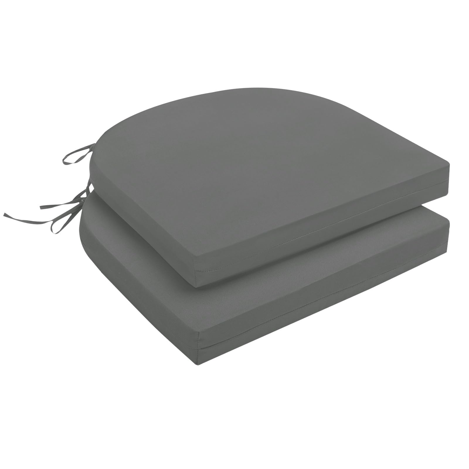 downluxe Outdoor Chair Cushions Set of 2 for Patio Furniture, Water-Resistant Patio Chair Cushions with Ties, High Density Foam Outdoor Seat Cushion, 17" X 16" X 2", Dark Grey