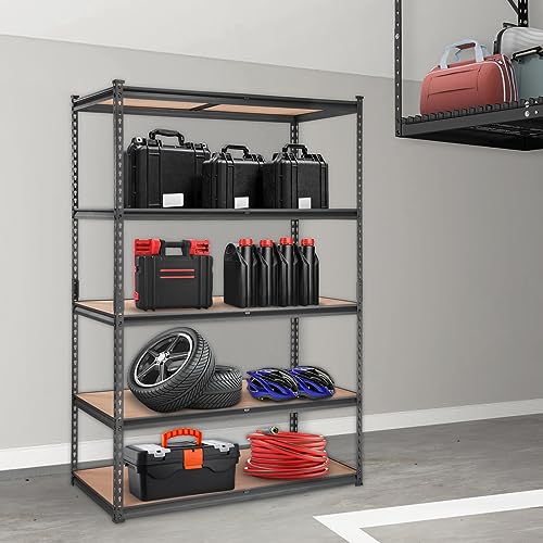 Image of VEVOR Storage Shelves 5-Tier Adjustable 2000 lbs 48 inchx24 inchx72 inch Shelving Unit | Heavy Duty Garage Storage Metal Utility Rack Shelf for Kitchen, Pantry, Basement, Bathroom, Laundry, Living Room, Warehouse