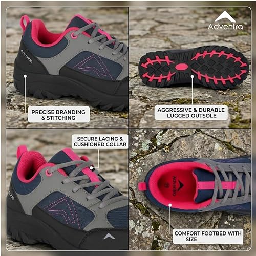 Image of Women's Low Ankle Hiking Shoes - EH 500 | Non-Slip, Lightweight Trail Shoes for Outdoor Trekking & Walking Multicolor