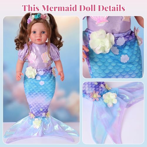 Muñeca bebé sirena realista de 20 pulgadas miniatura 6