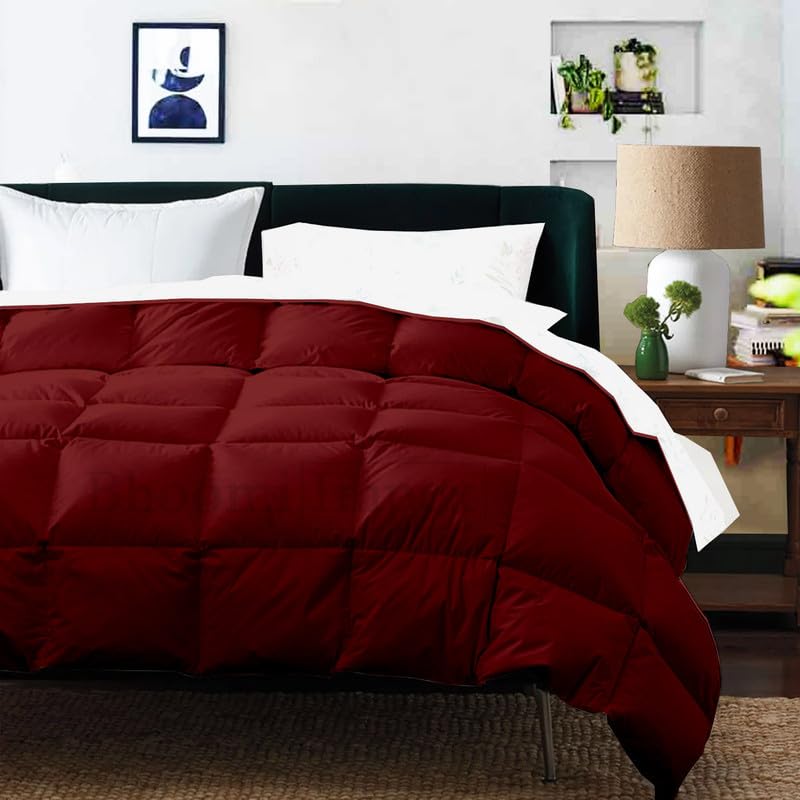 Image of Down Blanket, Extra Lightweight Summer Comforter for Double Bed | 100 GSM Ac Comforter Super Soft Fluffy ComforterDouble Bed Comforter | Dohar | Duvets |Soft Microfiber Fabric (100 GSM, Red)