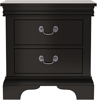 22" x 16" x 22.7" Classic Wooden Nightstand-Black