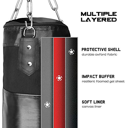 image for Luniquz Punching Bag for Kids Adults, Unfilled Hanging Boxing Bag with