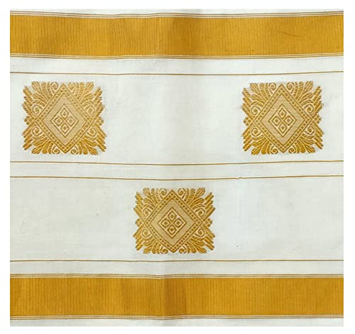 Image of Women's Kerala Traditional Cotton Kasavu Saree with Running Blouse | Sari for Weddings, Festivals, Temple Visits, Onam Vishu & Regular Wear