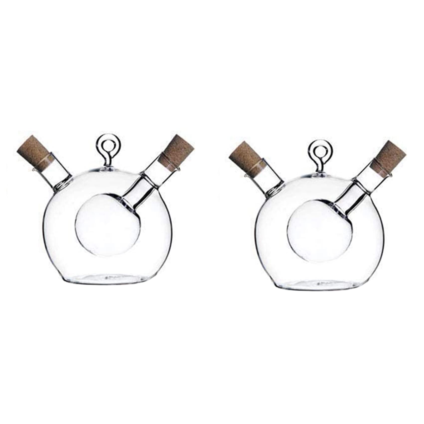 Hndhbfgrt 2X Olive Oil and Vinegar Dispenser 2 in Glass Bottle Oil and Vinegar Bottle with Cork Stopper