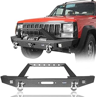 Hooke Road for Jeep XJ Front Steel Bumper w/Winch Plate Compatible with Jeep Cherokee XJ 1984-2001