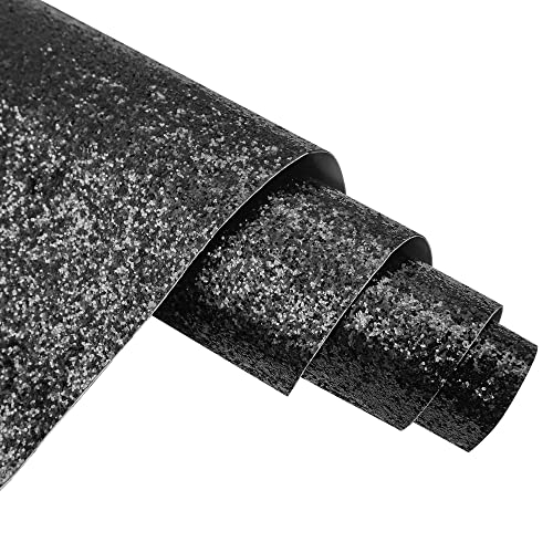 Rouleau de papier peint autocollant à paillettes noires - 44 x 500 cm - Noir Cover