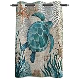 24inch Length Window Curtains Drapes Panels,Sea Turtle Ocean Animal Nautical Themed Window...