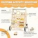 Pithfor Wooden Baby Push Walker, Baby Walker with Activity Center for Girls Boys, Montessori Sensory Push Toys for Babies Learning to Walk & Sit-to-Stand