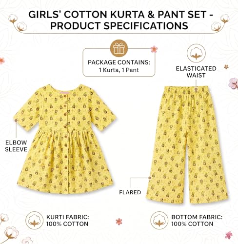 Image of Chandrakala Kids Kurti Pant Co-ord Set for Girls Ethnic Wear (KG119-P)