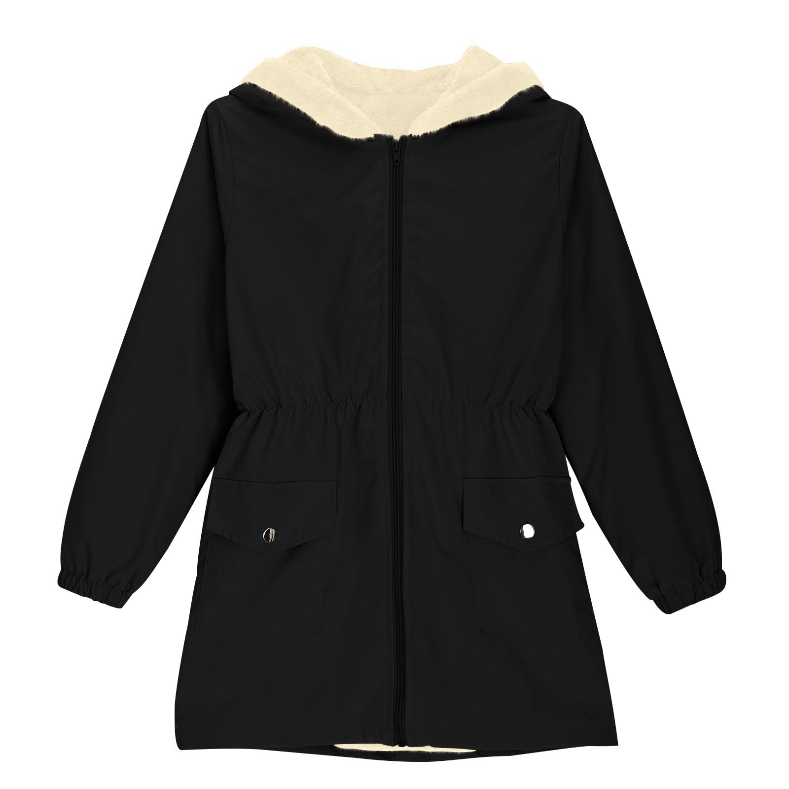 Generisch Wintermantel Mädchen Lang Kinder Winterjacke Kapuzenjacke Warme Tasche Outdoorjacke
