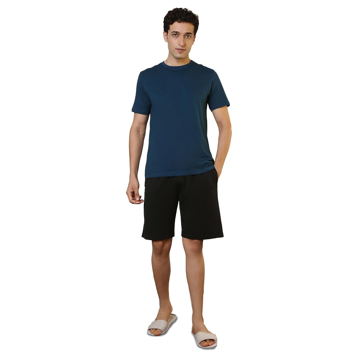 Men Half Sleeve Regular Fit Solid Pattern Pure Cotton Round Neck Garment Kit (Size: M)-AHQB00038-X4 Multi-Colour