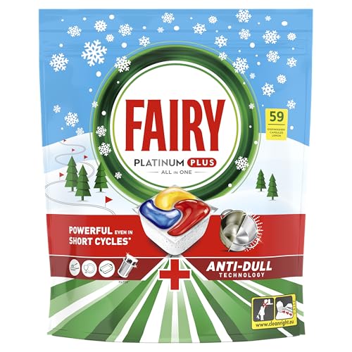 Fairy Platinum Plus Cápsulas De Lavavajillas Todo En Uno Limón, 59 Cápsulas