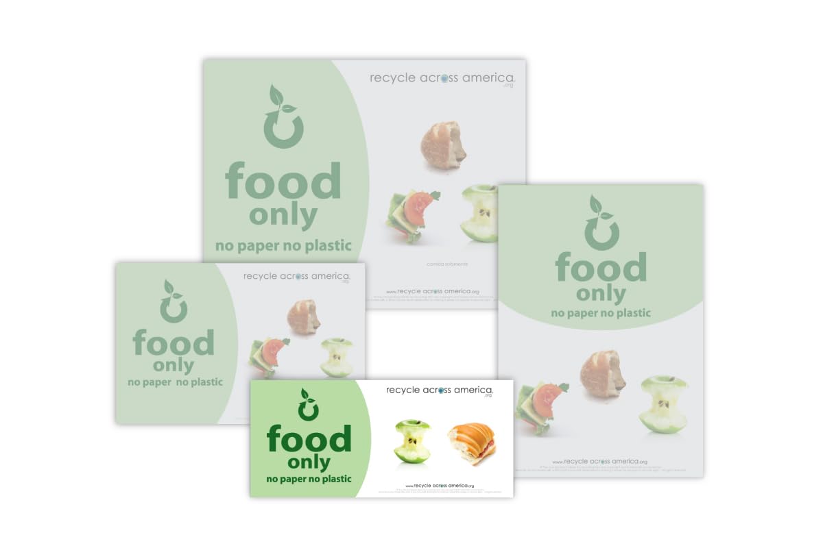 Food Only Compost Labels for Compost Bins, Lids, Carts, Dumpsters. Part of Nationwide Label Standardization for Recycle, Compost, and Trash