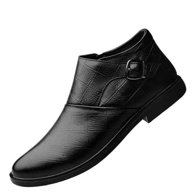 Men's Genuine Leather Dress Shoes, Slip-On Business Casual Loafers, Handmade Black/Brown Plush Shoes for Men, Comfortable Formal Leisure Footwear