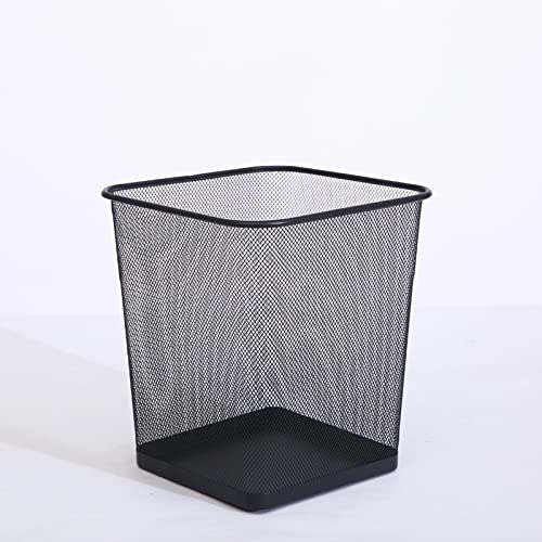 Set Di 2 Cestini Per Rifiuti Quadrati In Rete Metallica, Ferro Nero, 30x27x27 Cm, Per Ufficio E Casa