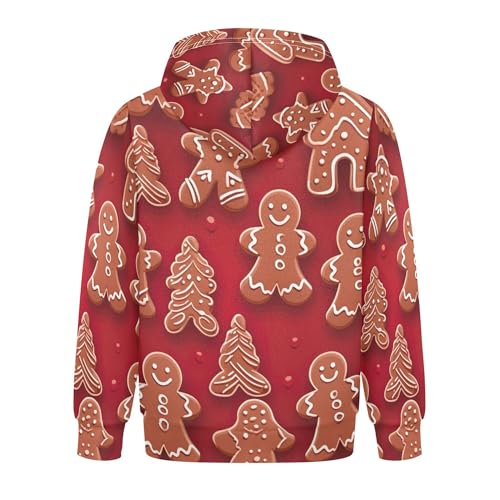 Kids Hoodies Sweaters Christmas Gingerbread Hooded Sweatshirts with Big Pockets for Boys Girls B04000082
