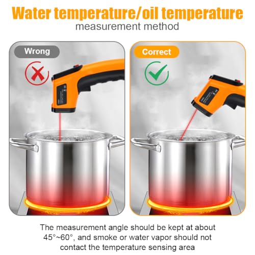 ABOHU Infrarot Thermometer, Laser Temperaturmessgerät(nicht für Menschen), Digital Laser Temperaturpistole, berührungslos Thermometerpistole für Kochen/Grillen/Gefrierschrank