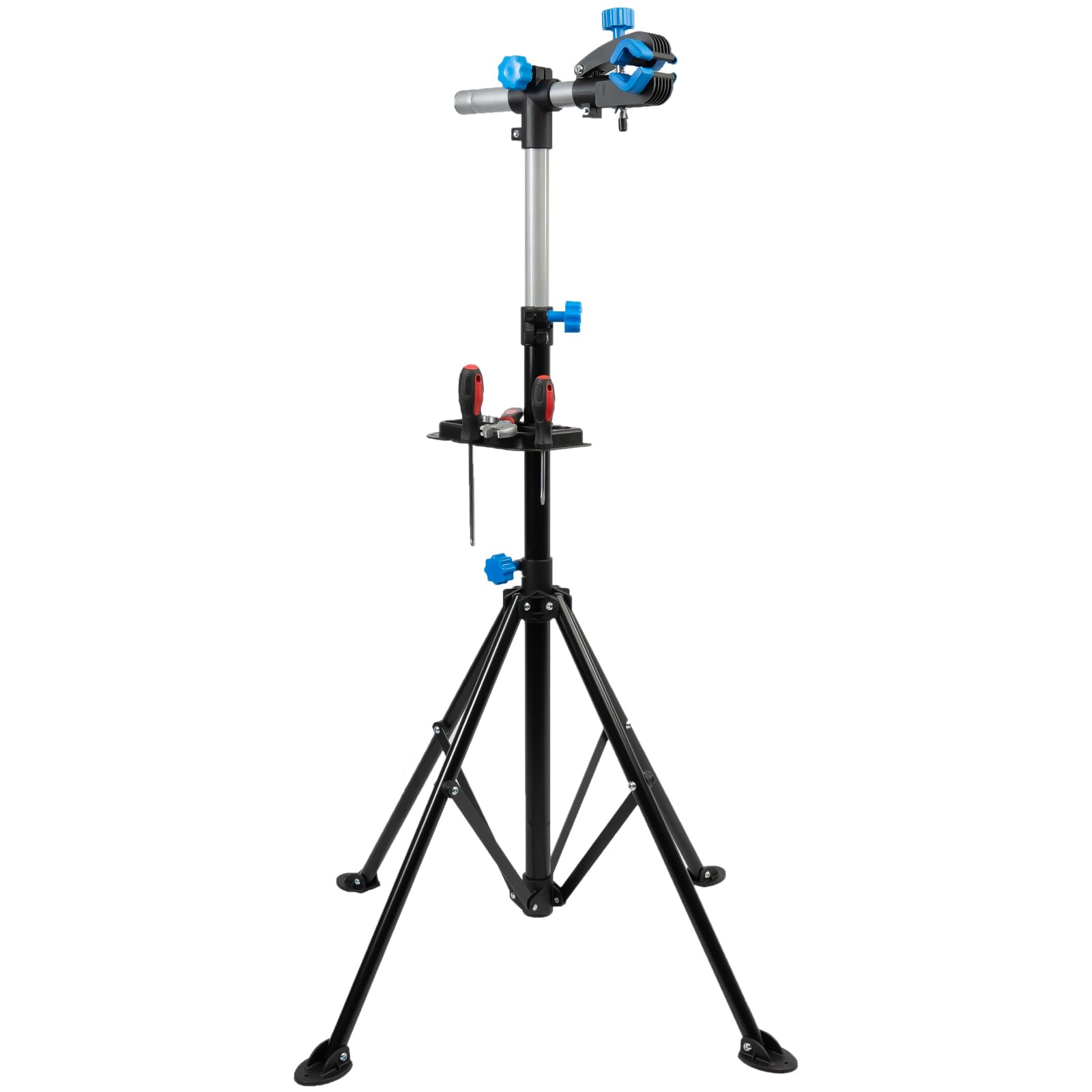 Grafner Montageständer Mountainbike, ausziehbar 105-190 cm, 30 kg belastbar, klappbar höhenverstellbar, Werkzeugablage, Schwerlast-Montageständer ausziehbar Reparaturständer Fahrrad Ebike