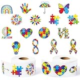 CNhoqc World Autism Awareness Sticker - 1000 Pcs Asperger's World Autism Awareness Waterproof Vinyl Reusable Laptop Sticker Coloring Book Scrapbook Water Bottle Page Activity Party Favors Skateboard