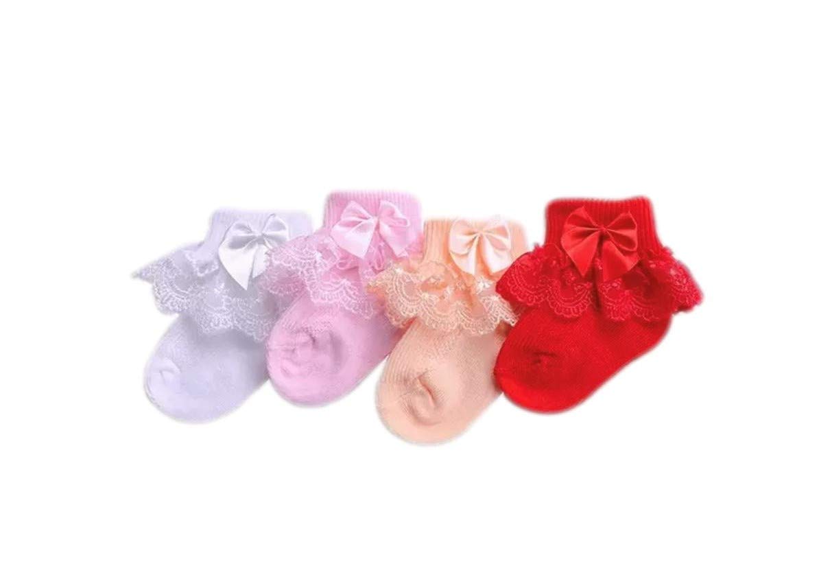 Cute and Colorful Pure Cotton Baby Girl Frill/Lace Socks (Pack of 4)-image-37