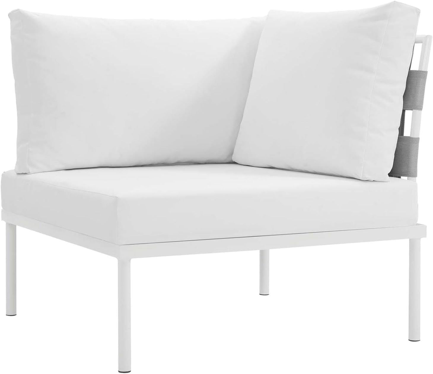 Modway Harmony 7-Piece Aluminum Outdoor Patio Furniture Sectional Sofa Set with Cushions in White White