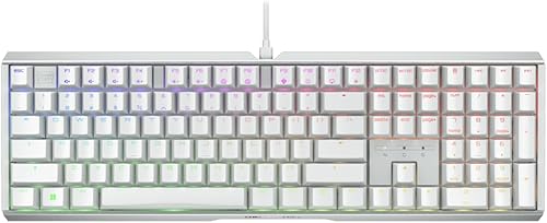 CHERRY XTRFY Teclado mecánico para juegos MX 3.1 con cable Nuevos interruptores MX2A (blanco, rojo silencioso MX2A)