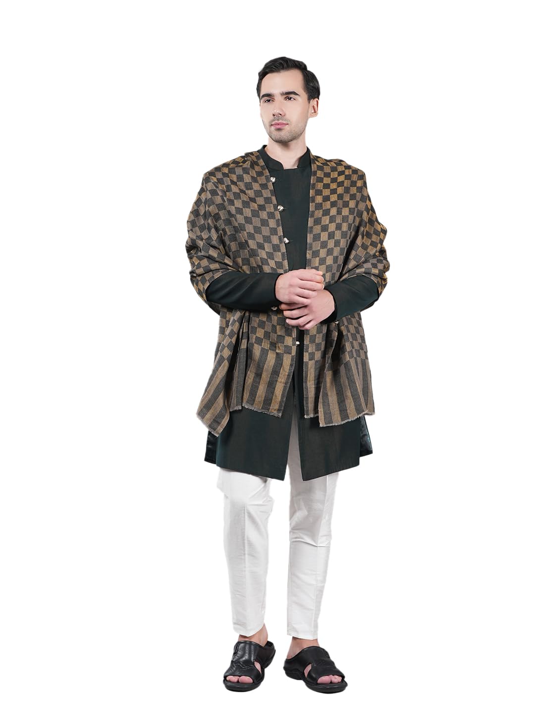 muffly Men's Twilight Checkered Scarf, Lightweight Shawl With Shimmery Zari Thread Weave, Elegant Reversible Wrap, Versatile Accessory for All Occasions (28x80 Inch)-picture-11