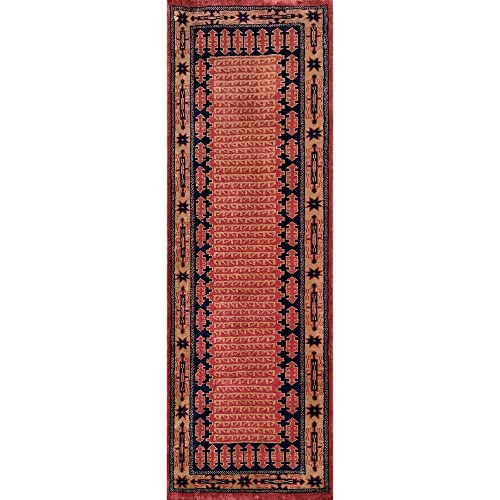 Amma Carpets Hand Knotted Woolen Runner Rug Red Tribal 2x6 feet