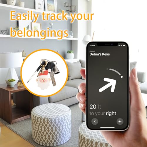 Image of Leather Keychain Case Holder Compatible with Apple AirTag, GPS Airtag Keychain Finder Tracker with Key Ring, Anti-Scratch Protective Air Tag Cover | Leather