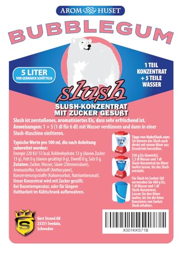 Kaugummi-Slushkonzentrat 5 L | Mischungsverhältnis 1:5 | Slush-Eis | Crush-Eis | Wassereis | Granita | ohne künstliche Farbstoffe | für Slushie-Maker – Bild 5